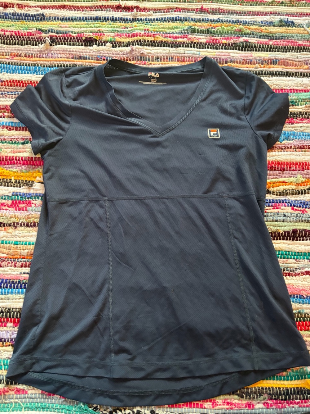 Fila Women's Navy V-Neck Short Sleeve Athletic Tee